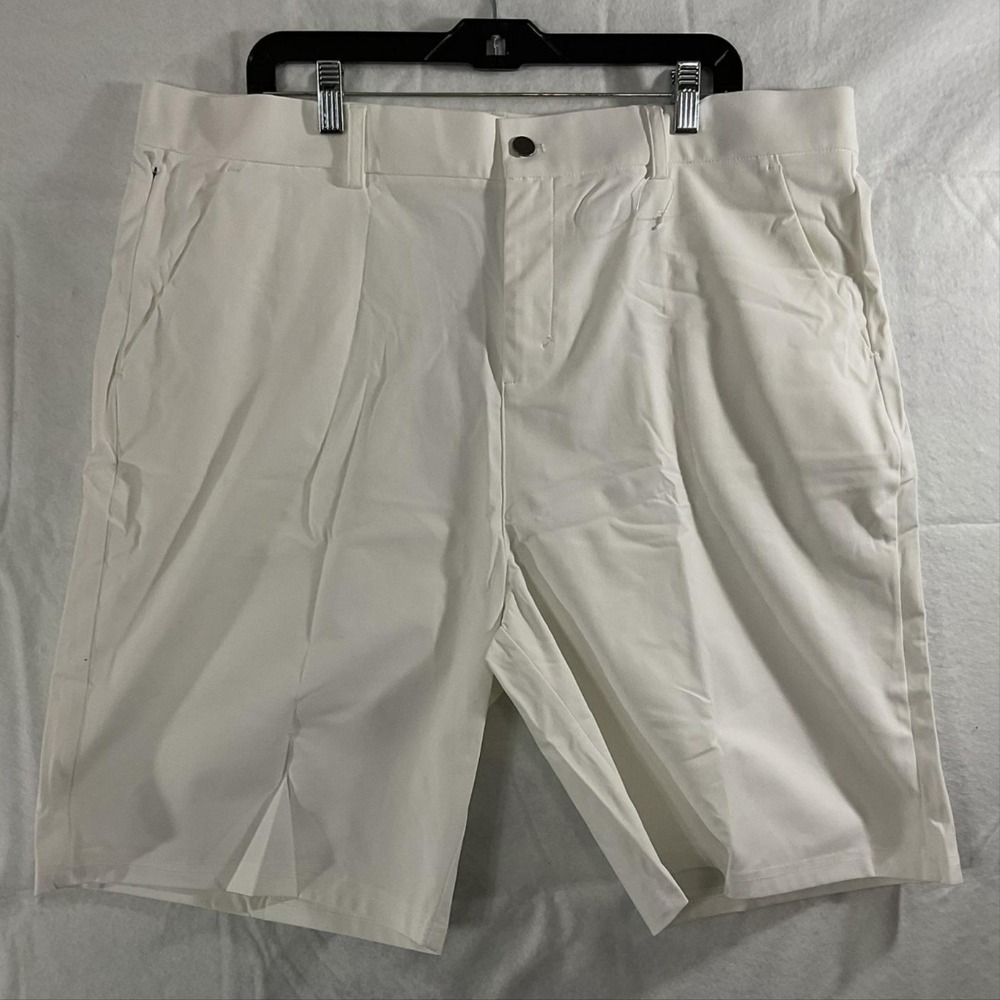Soothfeel Shorts Mens 40 White Chino Pleated Microfiber Zip Fly Pockets